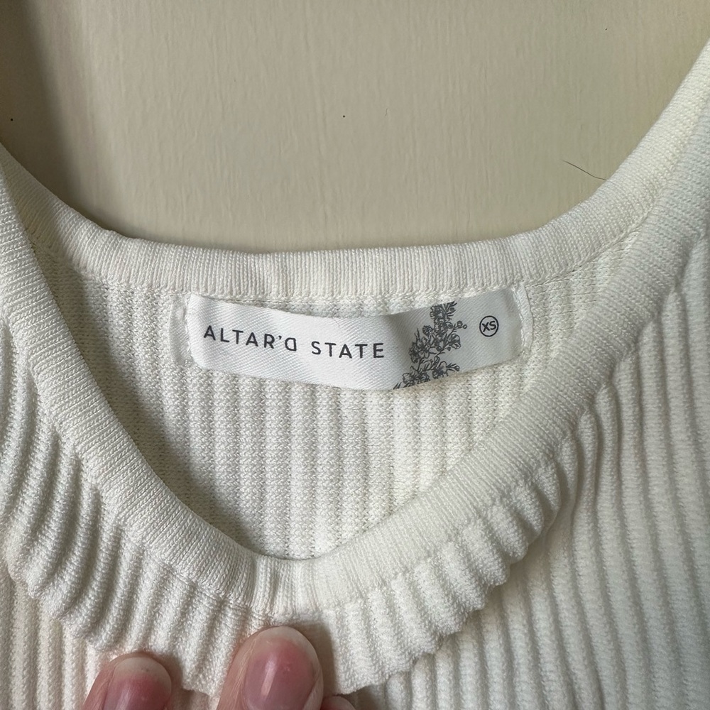 Altar'd State Cream Ribbed Tank Top - Picture 2 of 3